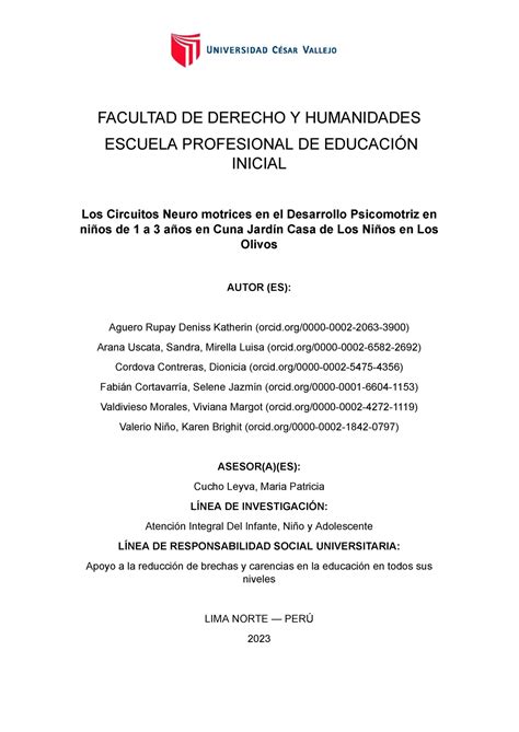 Investigacion Cuna Trabajo Final Facultad De Derecho Y Humanidades Escuela Profesional De