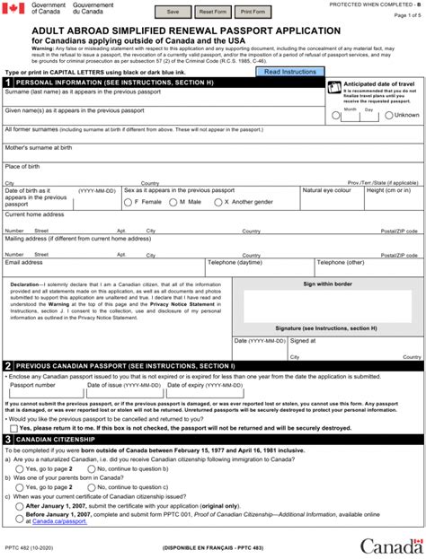 Long Form Canadian Passport Application Printable Form 2024