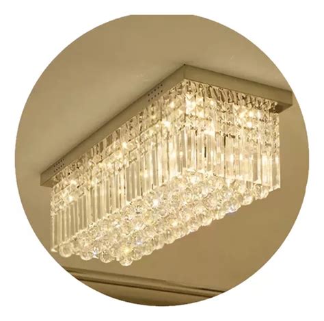 Lustre De Cristal Retangular Sala De Jantar Estar 140x50 Cm Cor