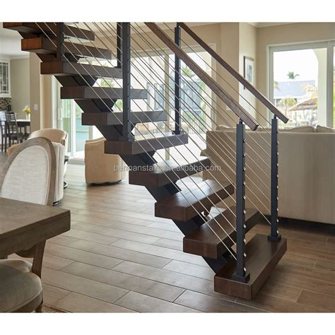 Villa House Indoor Beautiful Steel Stairs Black Powder Coated Staircase