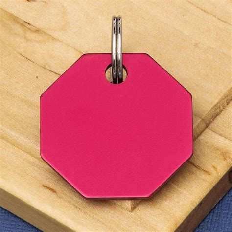 Octagon Red Pet Id Tag Aluminium Pet Id Tag Engraved Pet Id Tags