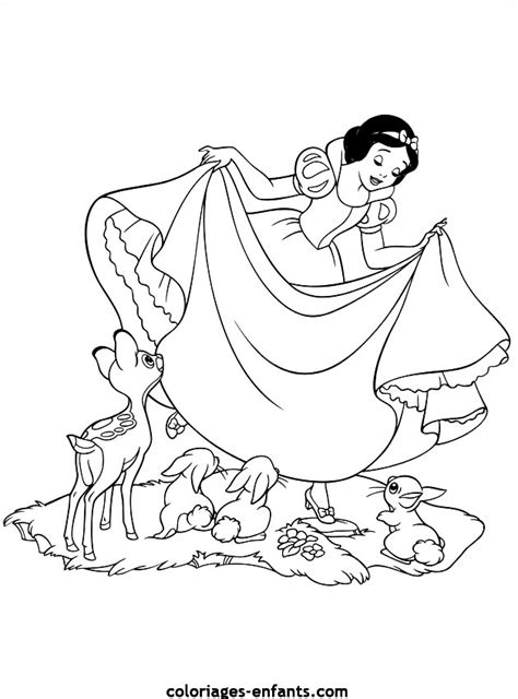 Coloriage Blanche Neige Et Les Animaux