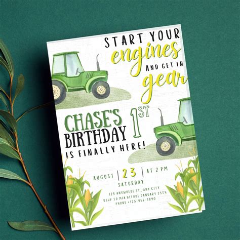 Editable Tractor Invitation Farm Party Invitation Canva Etsy