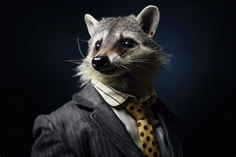 Premium Ai Image A Raccoon Wearing A Suit And Tie