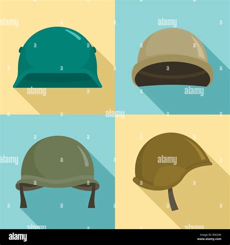 Army Helmet Icon Set Flat Set Of Army Helmet Vector Icons For Web