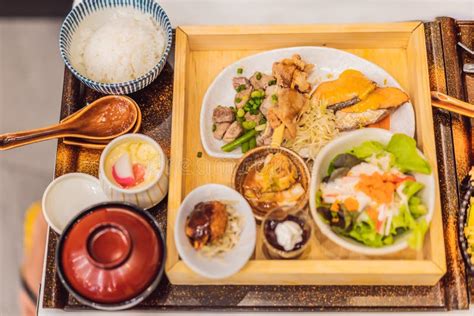 Japanese Bento Set Food At A Japanese Restaurant Stock Photo Image