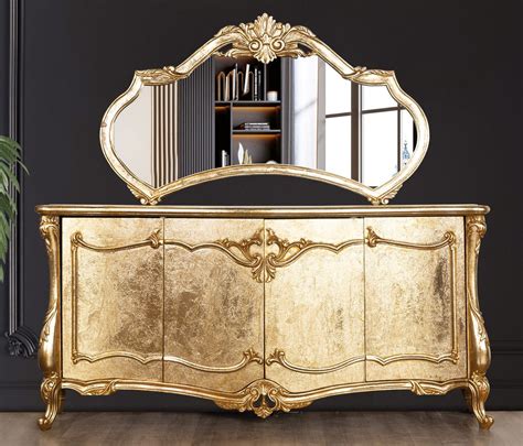 Casa Padrino Luxus Barock Sideboard Mit Spiegel Gold Esszimmer M Bel