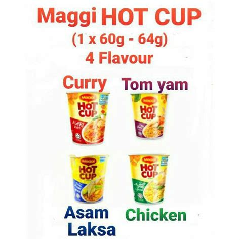 Maggi Hot Cup G G Curry Chicken Tomyam Asam Laksa