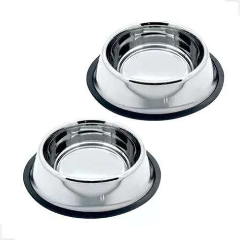 Comedouro P Gato Cachorro Pet 2 Potes Inox Anti Derrapante