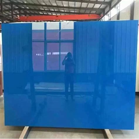 Plain Glossy Mm Blue Back Painted Glass For Partition At Sq Ft