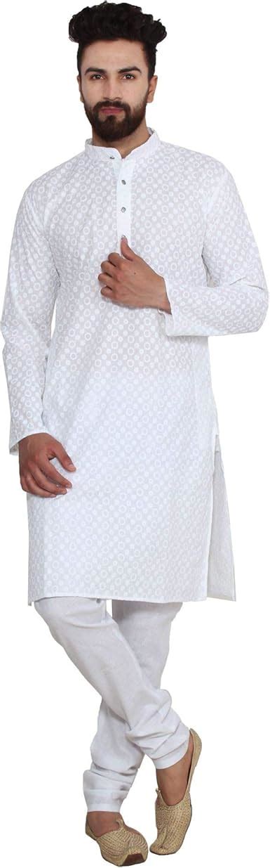 Sojanya Men S Designer Chicken Kurta Churidaar Pyjama Cotton Cream