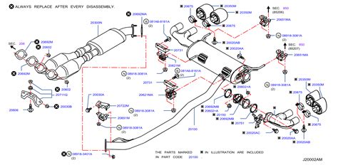 2023 Nissan Pathfinder Exhaust System Hanger 20621 KB50B Genuine