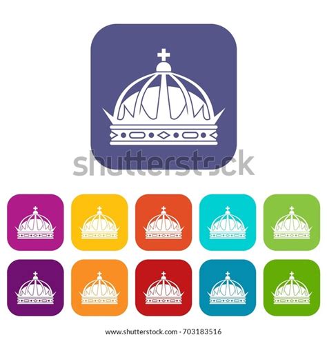 Crown Icons Set Illustration Flat Style Stock Illustration 703183516