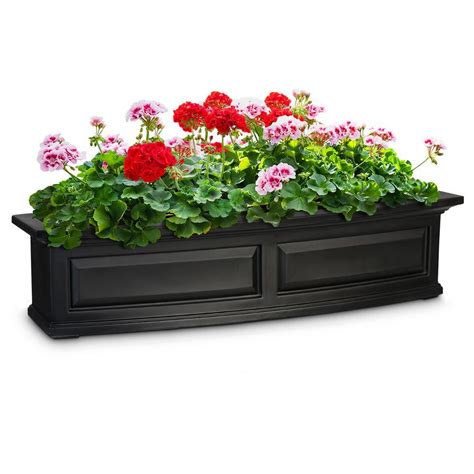 Mayne Self Watering 4 Ft Nantucket Black Plastic Window Box Plant