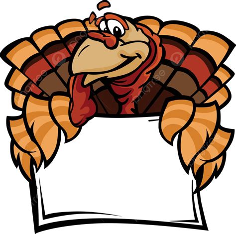 Cheerful Cartoon Turkey Vector Illustration Holding Thanksgiving Sign