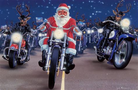 Motoblogn Santa Rides A Motorcycle Christmas Card Collection