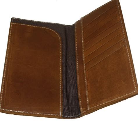 Mens Western Wallet Genuine Leather Tall Bi Fold Rodeo Cowboy Brown