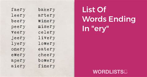 List Of Words Ending In Ery