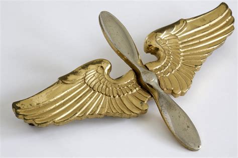 1940s World War Ii Gold Insignia Pin Aircraft Propeller And Wings