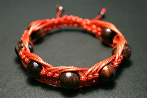 Tiger Eye Mens Bracelet Red Tiger Eye Bracelet Cool Mens Etsy