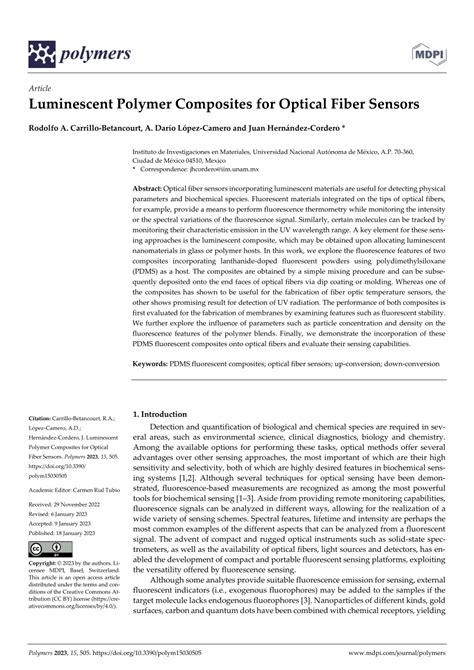 Pdf Luminescent Polymer Composites For Optical Fiber Sensors