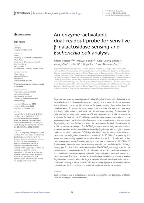 Pdf An Enzyme Activatable Dual Readout Probe For Sensitive β