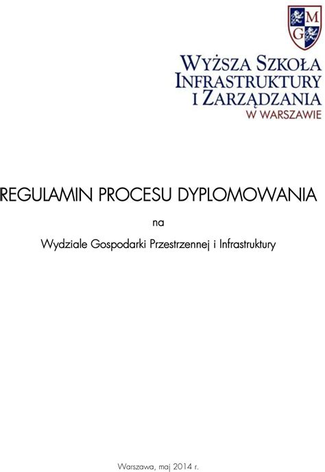 REGULAMIN PROCESU DYPLOMOWANIA PDF Darmowe Pobieranie