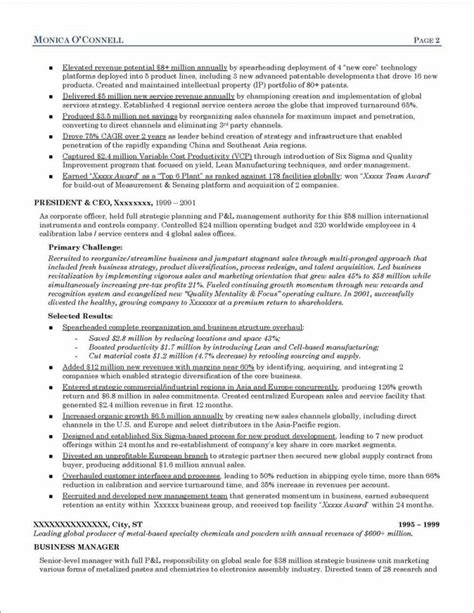 Executive Resume For A President And Ceo Distinctive Career Services