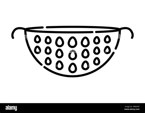 Colander Sieve Black And White Vector Line Illustration Stock Vector