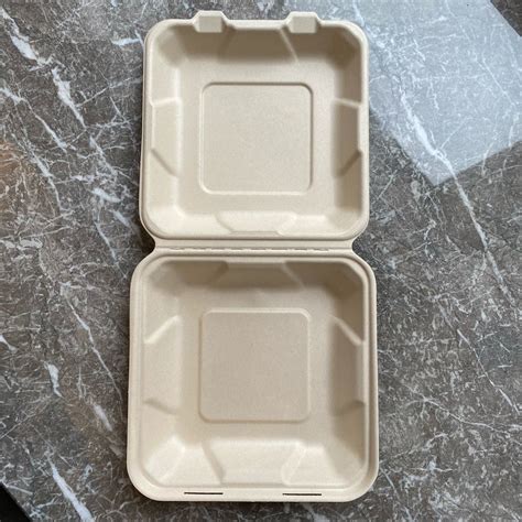 100 Biodegradable Sugarcane Bagasse Packing Hamburger Takeaway Box