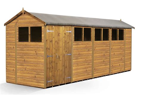 Empire Apex Shed Shiplap Tongue And Groove 6x20 Double Door With Windows