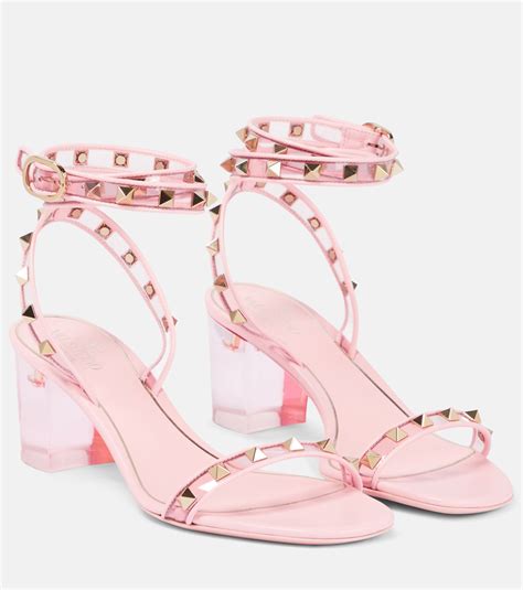 Rockstud Leather And Pvc Sandals In Pink Valentino Garavani Mytheresa