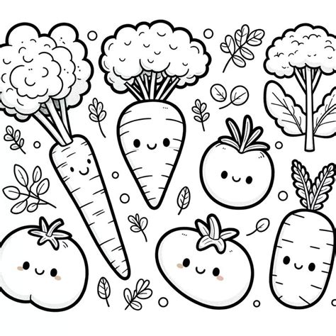 Vegetables Coloring Pages Printable Painting Template