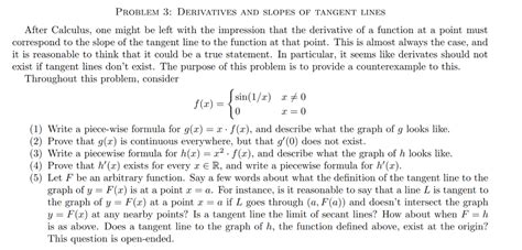 Solved Problem Derivatives And Slopes Of Tangent Lines Chegg