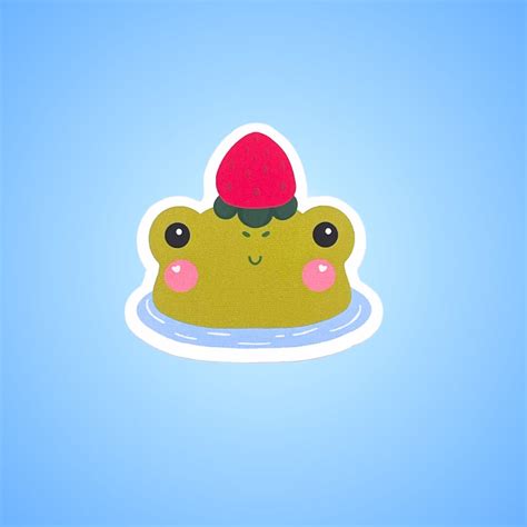 Strawberry Frog Sticker Happy Frog Sticker Cute Froggy Sticker Water