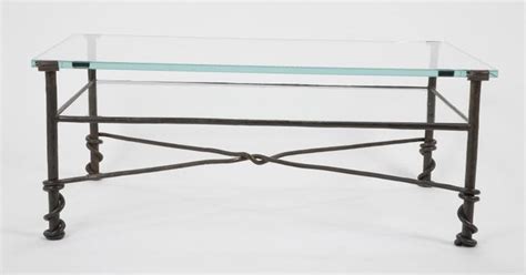 Diego Giacometti Style Wrought Iron Glass Topped Coffee Table Wrought Iron Glass Coffee Table