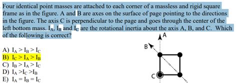 Solved Four Identical Point Masses Are Attached To Each Chegg