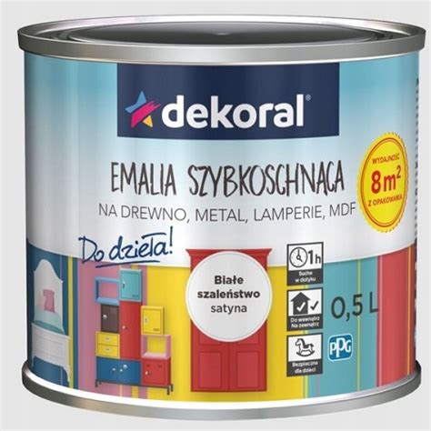 DEKORAL EMALIA SZYBKOSCHNĄCA DO DZIEŁA biały 2 5L Emalia Akrylowa Do