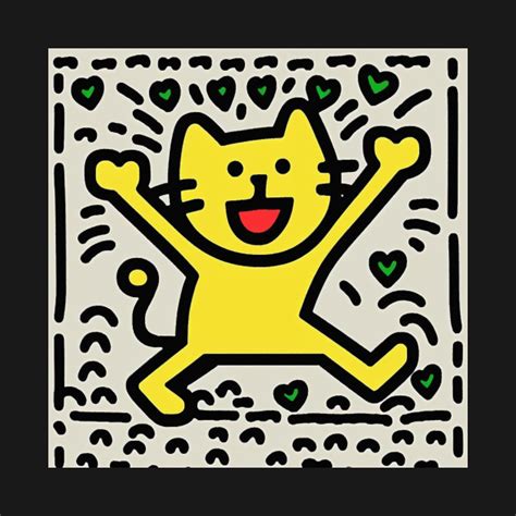 Funny Keith Haring Happy Cat Keith Haring T Shirt TeePublic