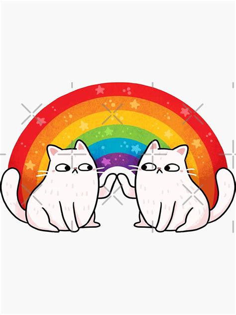 Rainbow Cats Sticker For Sale By Michelledraws Redbubble