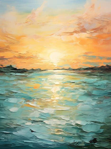 Premium AI Image | sunset on the lake painting