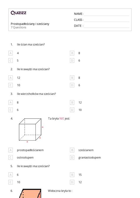 Ponad Prostopad O Ciany Arkuszy Roboczych Dla Klasa W Quizizz