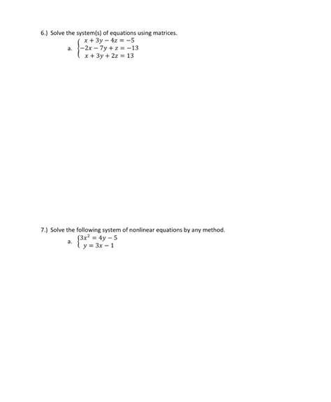 Solved 6 Solve The Systems Of Equations Using Matrices