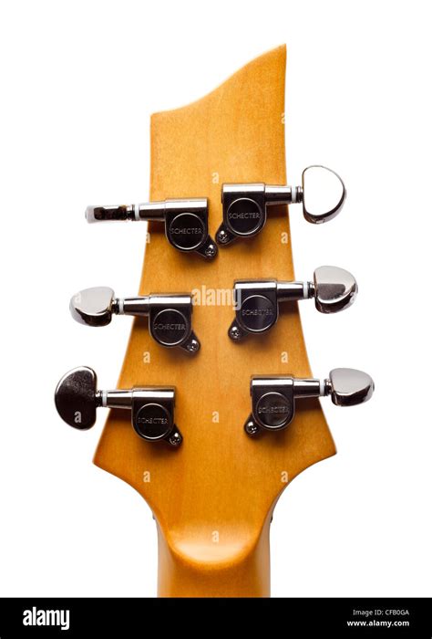 Electric guitar headstock showing string tuners Stock Photo - Alamy