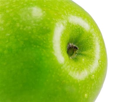 Primer Plano De Manzana Verde Madura Aislado Sobre Fondo Blanco Foto