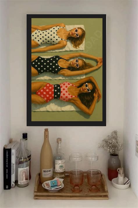 Polka Dot Bikini Print Vintage Beach Poster Girly Wall Art Retro Summer