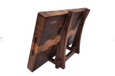 walnut cutting board stand holder