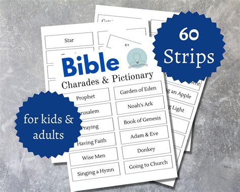 Bible Charades Bible Pictionary Printable Christian Games Church