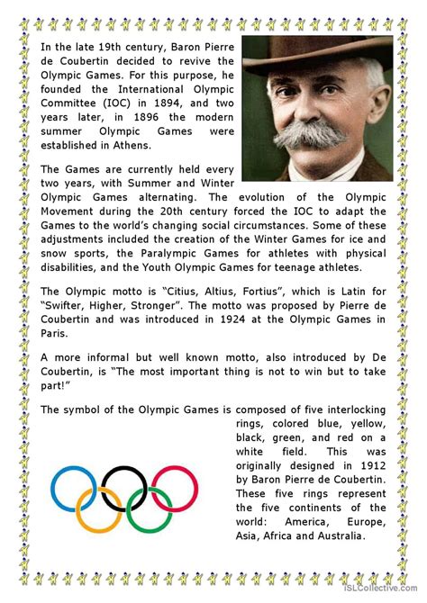 Olympic Games Reading For Detail De English Esl Worksheets Pdf Doc