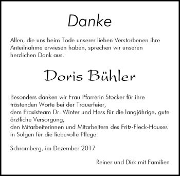 Traueranzeigen Von Doris B Hler Schwarzw Lder Bote Trauer